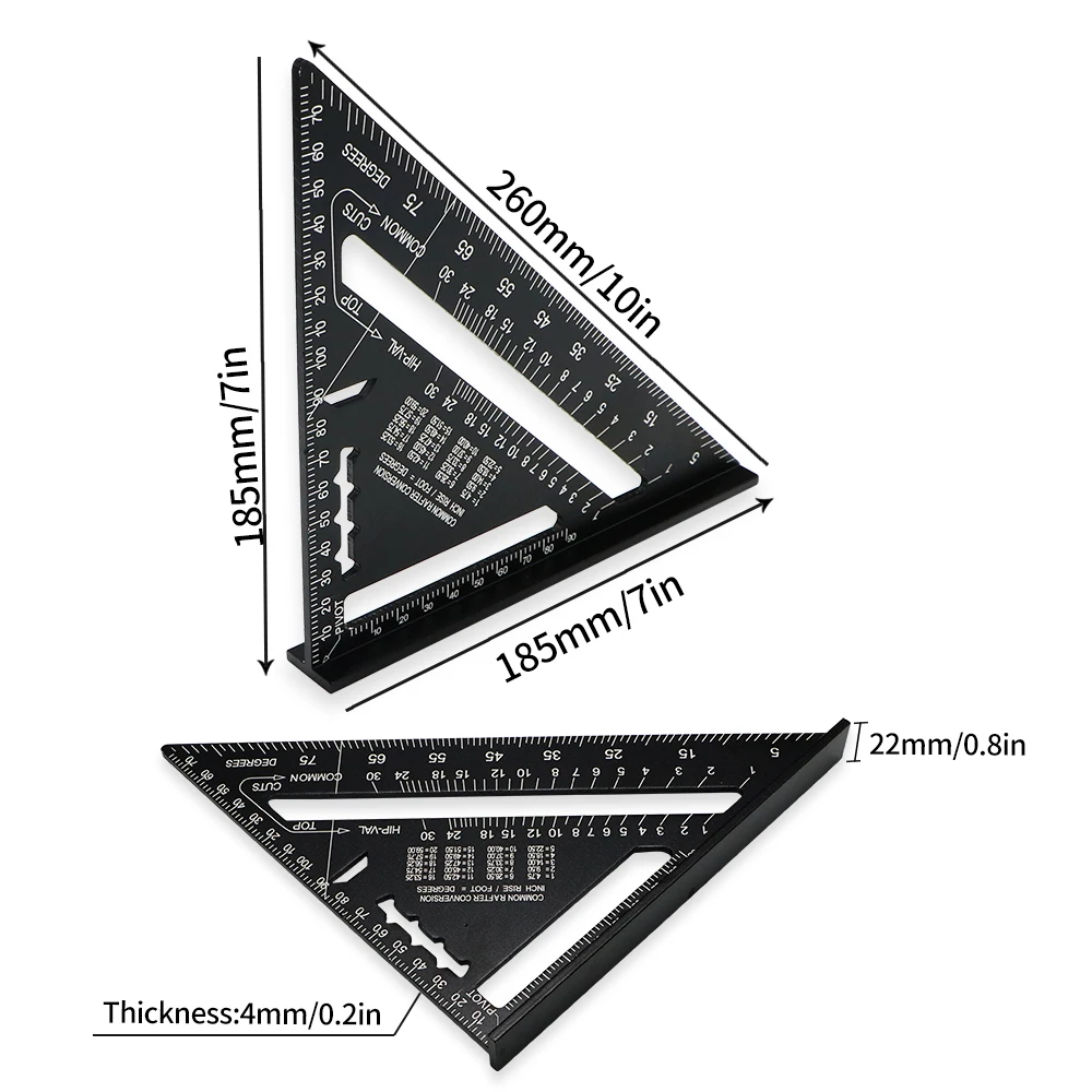 ฉากมาตราฐาน, Triangle Ruler 7inch 90 Degree Aluminum Alloy Angle Protractor Metric Square For Building Framing Tools Gauges,