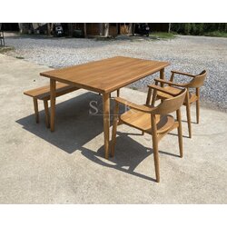 ชุดโต๊ะกินข้าวขาเฉียงมินิมอล 1.50 ม.(สีสัก)