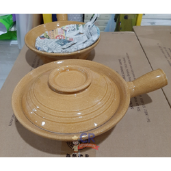 หม้อดินแบบมีด้ามจับพร้อมฝา แบบเคลือบทั้งใบ