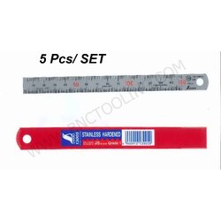 5 ชิ้น SET Shinwa,Standard Rules Rounded End 0 - 150 mm,บรรทัดสแตนเลสแบบชุบขาว ,H101A 5Pcs Set