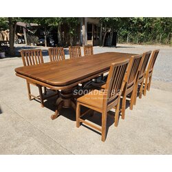 ชุดโต๊ะกินข้าวขากลึง 2.50 ม. เก้าอี้สวีเดน 8 ตัว