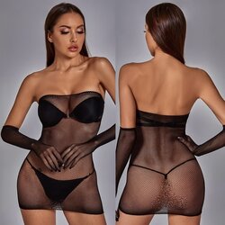 K178 ชุดตาข่ายเกาะอกกระโปรงสั้น ชุดเดรสสั้นเกาะอกเนื้อตาข่าย มาพร้อมถุงมือตาข่ายตามรูปถ่ายสินค้าจริงเลยค่ะ ***เฉพาะเดรสสั้นตาข่ายและถุงมือตาข่ายไม่รวมอุปกรณ์อย่างอื่น