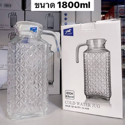 เหยือกแก้ว เหยือกน้ำลายวินเทจ ลายเหลี่ยมเล็ก หรูหรา 1800 ml. (ฺBMHZSH1800)