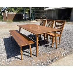 ชุดโต๊ะกินข้าวมินิมอลขากลม เก้าอี้นกยูง