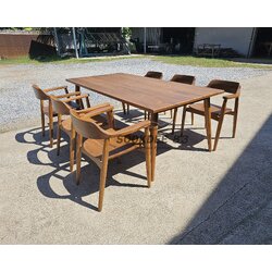 ชุดโต๊ะกินข้าวขาเฉียงมินิมอล 2 ม. เก้าอี้ฮิโรชิมา