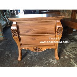 ตู้หัวนอนท้องป่องแกะลาย