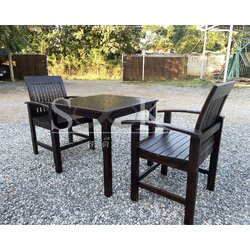 ชุดโต๊ะกาแฟไม้ระแนง (สีสัก)