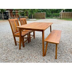 ชุดกินข้าวมินิมอล ม้านั่งยาว เก้าอี้เจ้าหญิง 2 ตัว