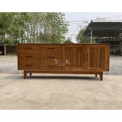 ตู้วางทีวีบานซี่กลม 6 ลิ้นชัก