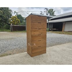 ตู้เก็บเอกสารโมเดิร์น 6 ลิ้นชัก ฐานทึบ (สีสัก)