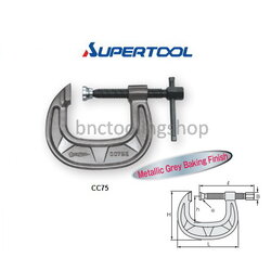 ปากกาตัวซีคอลึกแบบเหล็กเหนียว ช่วงแคลมป์ 75มิล,C-Clamp Heavy Duty Throat Type Clamp Range 75mm,Supertool,CC75E