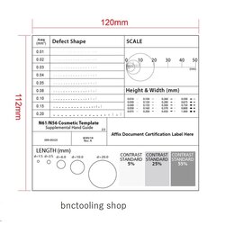 DG120แผ่นใสสำหรับตรวจสอบชิ้นงาน, Dot ruler Point line ruler Stain card Film ruler caliper Defect inspection area ruler R corner fillet.