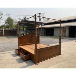 เตียงเสามุ้งใบบัวมีลิ้นชัก