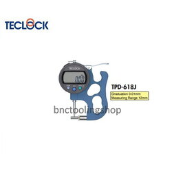 ไดอัลเกจวัดความหนา ขนาด 12มิล ความละเอียด 0.01มิล,Dial Thickness Gauge Range 12mm Graduation 0.01mm,TECLOCK,TPD-618J