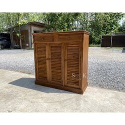 ตู้รองเท้าบานเกล็ด 3 บาน 2 ลิ้นชัก ขาทึบสูง 1.2 ม.