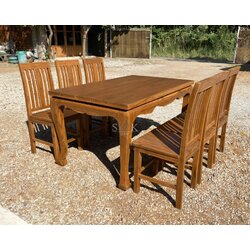 ชุดโต๊ะกินข้าวขาสิงห์ 1.5 ม. เก้าอี้เจ้าหญิง 6 ตัว