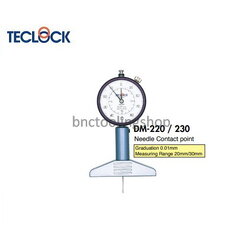 ไดอัลเกจวัดความลึกขนาด 20มิล ความละเอียด 0.01 มิล,Dial Depth Gauge Range 20mm Graduation 0.01mm,TECLOCK,DM-220