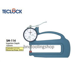 ไดอัลเกจวัดความหนา ขนาด 10มิล ความละเอียด 0.01มิล,Dial Thickness Gauge Range 10mm Graduation 0.01mm,TECLOCK,SM-114