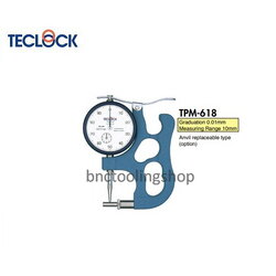 ไดอัลเกจวัดความหนา ขนาด 10มิล ความละเอียด 0.01มิล,Dial Thickness Gauge Range 10mm Graduation 0.01mm,TECLOCK,TPM-618