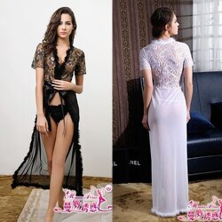 N027 ชุดนอนเซ็กซี่แบบชุดยาว เสื้อคลุมนอนลูกไม้ผสมผ้าซีทรูแบบชุดยาวตกแต่งด้วยแถบขนพูตามภาพ ตัวชุดมีความยาว 145 ซม.เหมาะกับสาวหุ่นสูงยาว คนตัวเล็กถ้าชอบใส่แบบลากปลายไปกับพื้นชุดนี้แหละใช่เลย