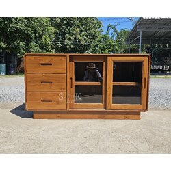 ตู้เก็บของบานกระจกสไลด์ 3 ลิ้นชัก