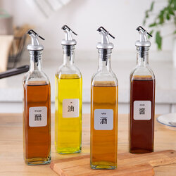 ขวดแก้ว ขวดซอส ขวดแก้วใส่น้ํามันมะกอก ขวดแก้วใส่ซอส ทรงเหลี่ยม พร้อมจุก