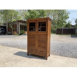 ตู้กับข้าวบานเกล็ดผสมกระจก