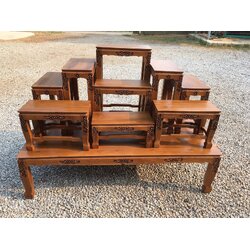 โต๊ะหมู่บูชา หมู่ 9 x 9 แกะลาย