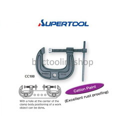 ปากกาตัวซีคอลึกแบบเหล็กเหนียว (กันสนิม) ช่วงแคลมป์ 100มิล,C-Clamp Heavy Duty Throat Type Clamp Range 100mm,Supertool,CC100