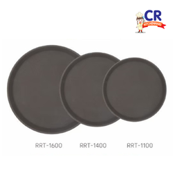 ถาดเสิร์ฟกันลื่น ทรงกลม สีน้ำตาลเข้ม