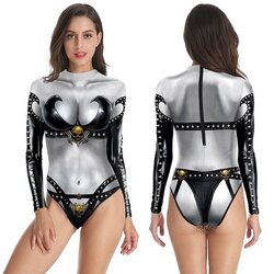 L983 บอดี้สูทแขนยาวผ้ายืดพิมพ์ลาย3D บอดี้สูทพิมพ์ลาย3Dด้านหลังเป็นซิปรูดยาวถึงกลางหลัง ***ไซส์ยุโรป กรุณาอ่านรายละเอียดสินค้าเพิ่มเติม