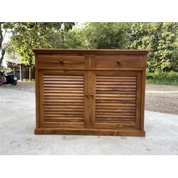 ตู้รองเท้าบานเกล็ดสองบาน 1.2 ม. (สีสัก)