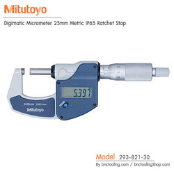 Digimatic Micrometer 25mm Metric IP65 Ratchet Stop,293-821-30