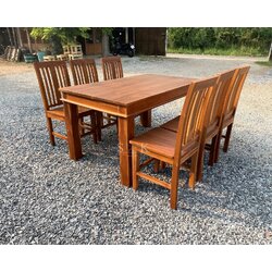 ชุดโต๊ะกินข้าวขาตรงเสริมคิ้ว 1.5 ม. เก้าอี้เจ้าหญิง 6 ตัว