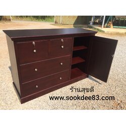 เคาน์เตอร์ลิ้นชัก บานเรียบ 1.5 ม. (สีสัก)