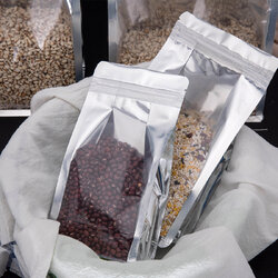 ถุงซิปล็อคหน้าใสขยายข้าง สีเงิน (15ใบ)