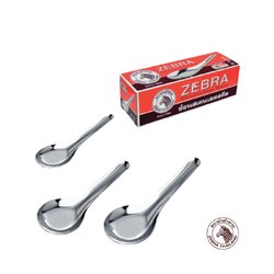 Zebra ช้อนหัวม้าลายใหญ่ ช้อนก๋วยเตี๋ยว ตราหัวม้าลาย แพ็คละ 12 คัน