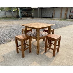 ชุดโต๊ะกาแฟชั้นวางระแนง