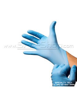 ถุงมือไนไตรสีฟ้า Cleanroom class 1,000-10,000 (Blue Nitrile Glove)