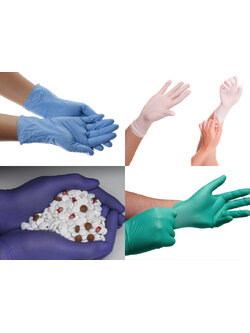 ถุงมือไนไตร Food Grade สีขาว,สีฟ้า,สีเขียว,สีม่วง