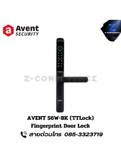 AVENT S6W-BK (TTLock) Fingerprint Door Lock. digital door lock , ประตูสแกนนิ้ว , ดิจิตอลล็อค , สแกนนิ้ว , สแกนหน้า