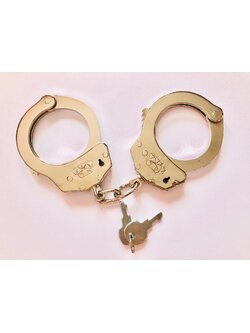 กุญแจมือ แบบโซ่ หนา สีเงิน พร้อมซองหนัง