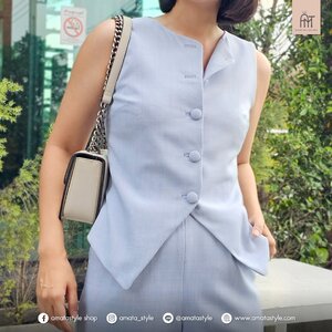 AMATA เสื้อกั๊ก BECKHAM สีฟ้า น้ำตาล