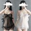 N823 ชุดนอนเซ็กซี่ ชุดนอนซีทรูสวมใส่แบบใช้สายคล้องไหล่ ตัวชุดเย็บตกแต่งโบว์ตามภาพมาพร้อมกับกางเกงในผ้าซีทรูเข้าชุดตามรูปถ่ายสินค้าจริงค่ะ