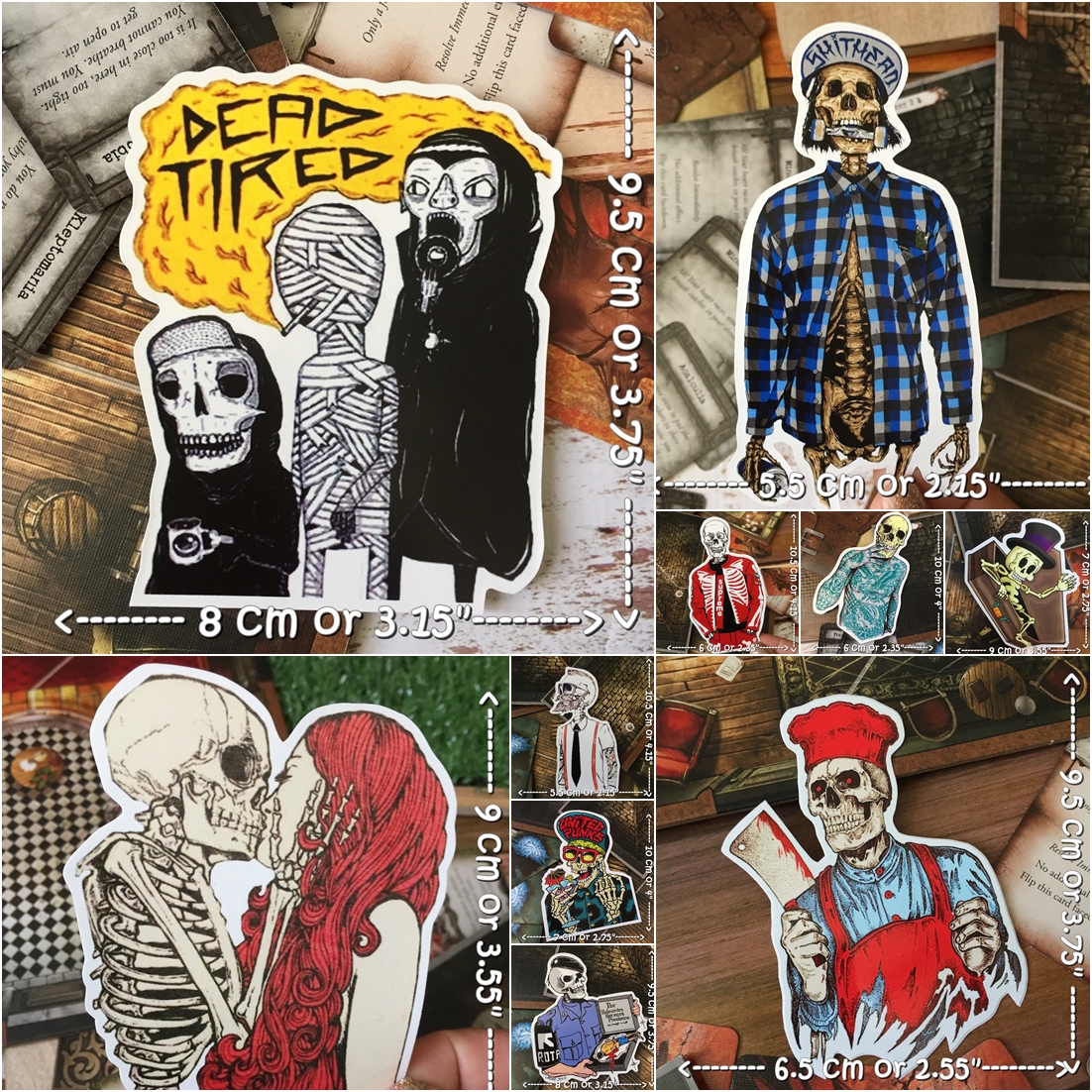 กะโหลก ฮาโลวีน สติกเกอร์ เคลือบกันน้ำ ลายแนวๆ ไดคัท ติดกระเป๋าเดินทาง โน้ตบุ๊ค เคสโทรศัพท์ กระบอกน้ำ Waterproof Decal Sticker