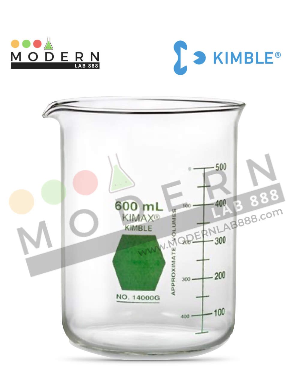 1000ml. บีกเกอร์ทรงเตี้ยหลากสี / 1000ml. Colorware Low Form Griffin Beakers