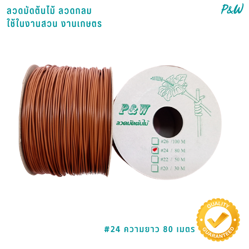 ลวดหุ้มกลม ลวดเคลือบพลาสติกกลม ลวดเคลือบ ลวดมัดต้นไม้ #24/80M สีน้ำตาล WT24-007