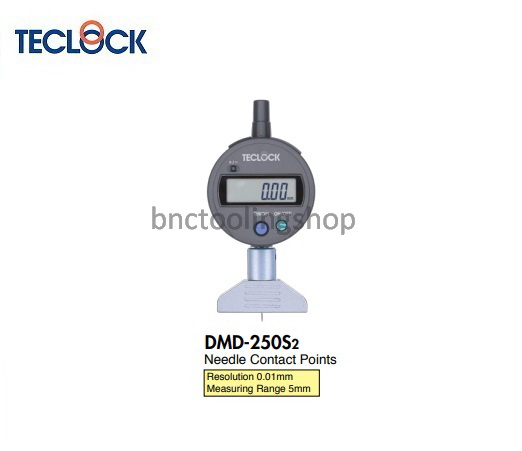 เกจวัดความลึกดิจิตอลขนาด 5มิล ความละเอียด 0.01 มิล,Digital Depth Gauge Range 5mm Graduation 0.01mm,TECLOCK,DMD-250S2