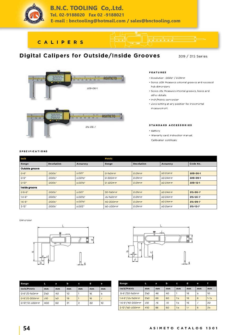 ASIMETO,P54,Digital Calipers for OutsideInside Grooves,309-06-1