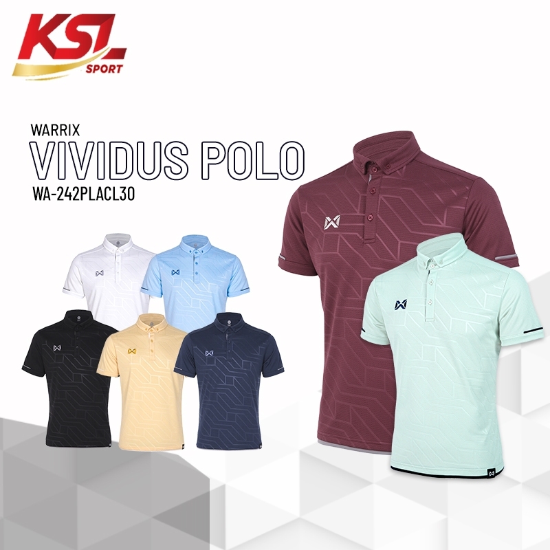Warrix เสื้อโปโล วาริกซ์ วอริกซ์ รุ่น Vividus แขนสั้น คอปก ใส่สบายไม่ต้องรีด WA-242PLACL30 - ดำ/กรมท่า/ฟ้า/ขาว/เหลือง/เขียวอ่อน ชาย หญิง